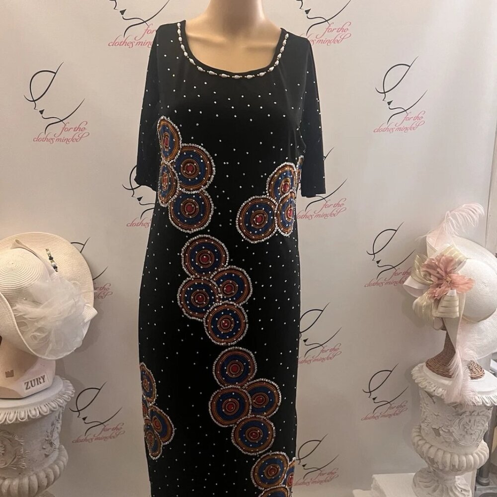 Handmade. Large. Custom Theater Dress. Embellished. Rhinestone Jersey. B115